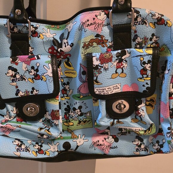 Vintage 1997 Original Disney Parks Mickey and Minnie Comic Purse - Blue - Picture 6 of 7